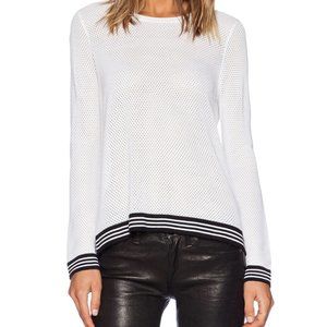 Rag & Bone White w Black Nikki Split Back Pullover Mesh Open Knit Sweater Top S